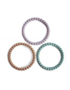3 BRAZALETES PEARL MORDEDOR LILAC / CYAN / SOFT PEACH MUSHIE