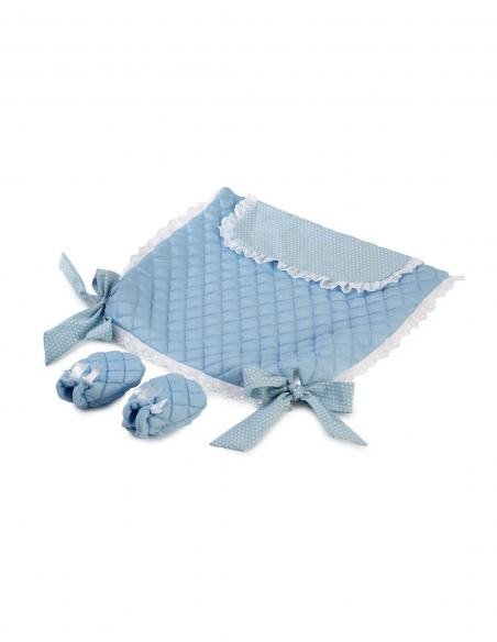 CUBREPIES AZUL ESTRELLAS BLANCAS CON GUANTES AZULES ASI