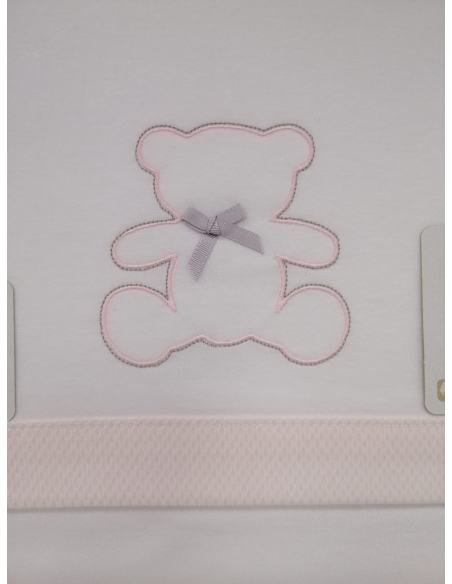 JUEGO DE SABANAS PUNTO CUNA OSO LAZO ROSA D´PEQUES