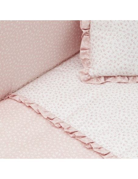 COLCHA + PROTECTOR CUNA LIBERTY ROSA CAMBRAS