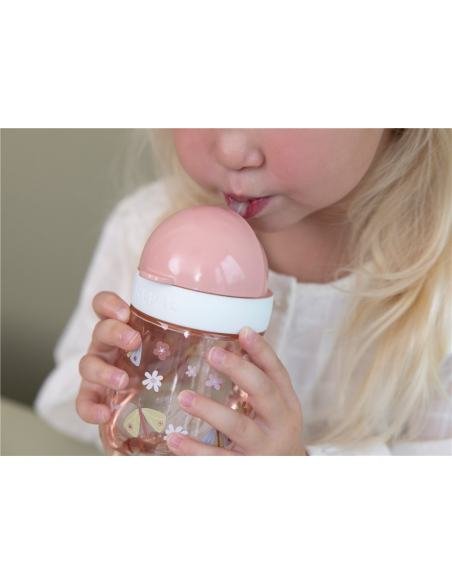 VASO CON PAJITA MIO 300 ML FLORES Y MARIPOSAS LITTLE DUTCH