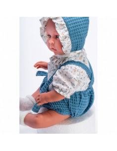 MUÑECA LEO CAMISA FLORES PANTALÓN C/TIRANTES AZULÓN ASI 2