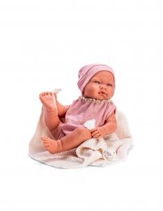 MUÑECA MARIA BODY Y GORRO PUNTO ROSA MANTA BEIGE ASI