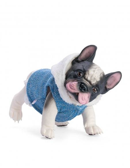 NONO EL BULLDOG CHAQUETON LANA AZUL CAPUCHA BEIGE ASI