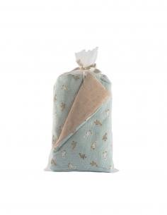 SET EDREDÓN Y ALMOHADA PATITO ENZO VERDE Y CAMEL 56x31 CM ASI 2