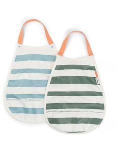 PACK 2 BABEROS PULL OVER STRIPES AZUL/VERDE DONE BY DEER