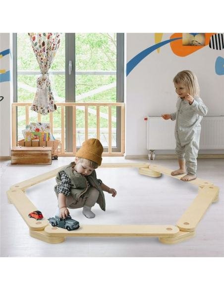 SET CIRCUITO DE EQUILIBRIO DE MADERA TOCTOYS