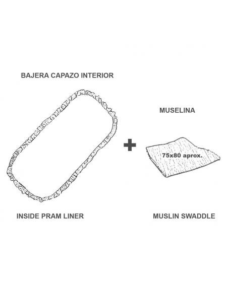 PACK: BAJERA CAPAZO INTERIOR+MUSELINA MATEA UZTURRE