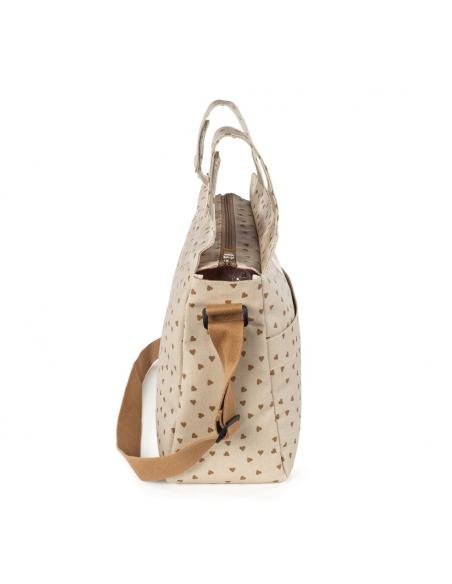 BOLSA CANASTILLA CORAZONES POPPY CANELA WALKING MUM