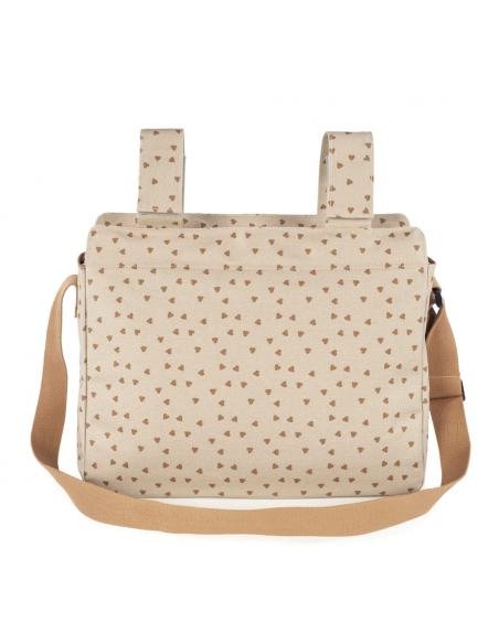 BOLSA CANASTILLA CORAZONES POPPY CANELA WALKING MUM