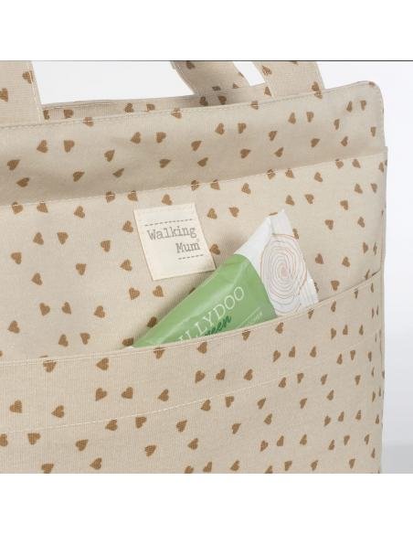BOLSA CANASTILLA CORAZONES POPPY CANELA WALKING MUM