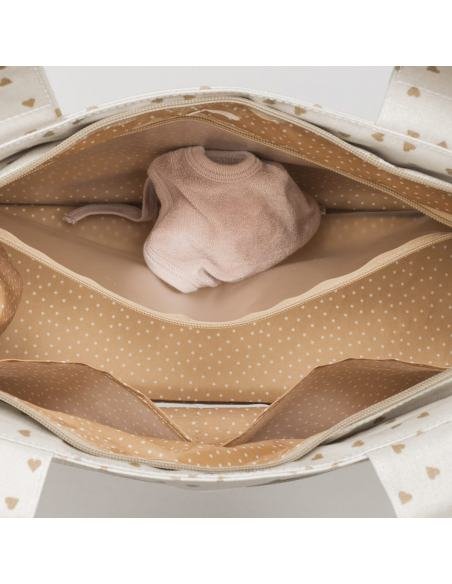 BOLSA CANASTILLA CORAZONES POPPY CANELA WALKING MUM