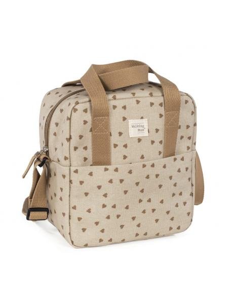 BOLSA TÉRMICA BIBERONES BEBÉS CORAZONES POPPY CANELA WALKING MUM