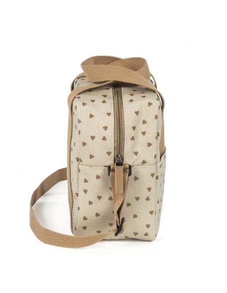 BOLSA TÉRMICA BIBERONES BEBÉS CORAZONES POPPY CANELA WALKING MUM