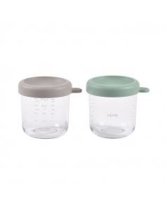 JUEGO DE 2 PORCIONES DE VIDRIO DE 250 ML MENTA BÉABA