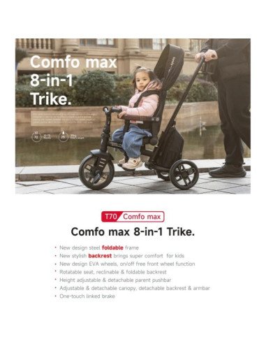 TRICICLO EVOLUTIV 8 EN 1 COMFO MAX BLAC QPLAY