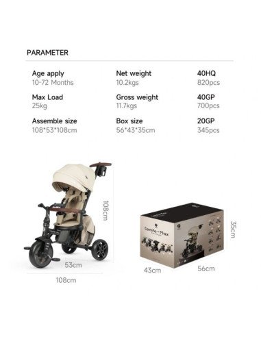 TRICICLO EVOLUTIV 8 EN 1 COMFO MAX BLAC QPLAY