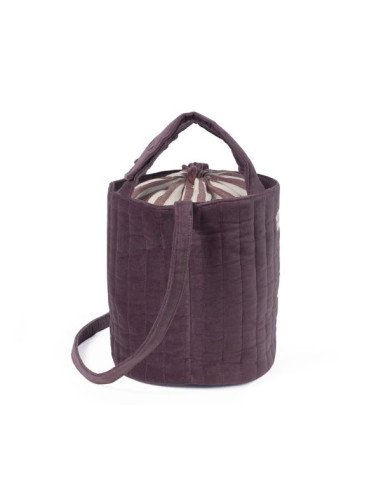 BOLSA BUCKET CHERRY VELVET PASITO A PASITO