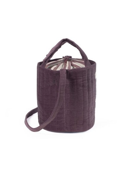 BOLSA BUCKET CHERRY VELVET PASITO A PASITO